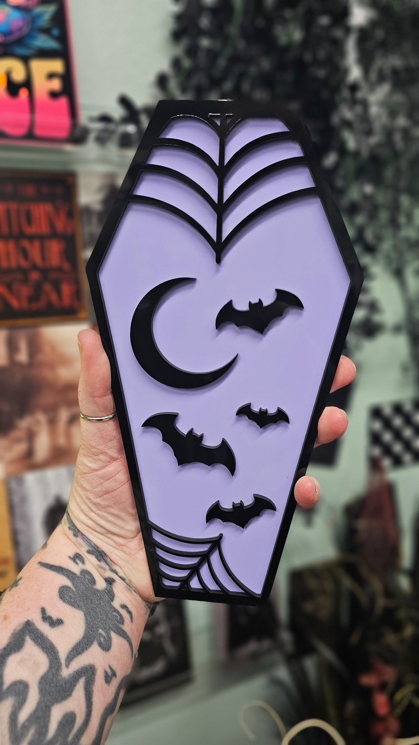 Batty - Book Shelf Coffin Sign - Read Description before buying!
