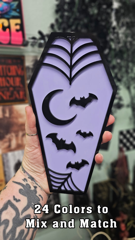 Batty - Book Shelf Coffin Sign - Read Description before buying!