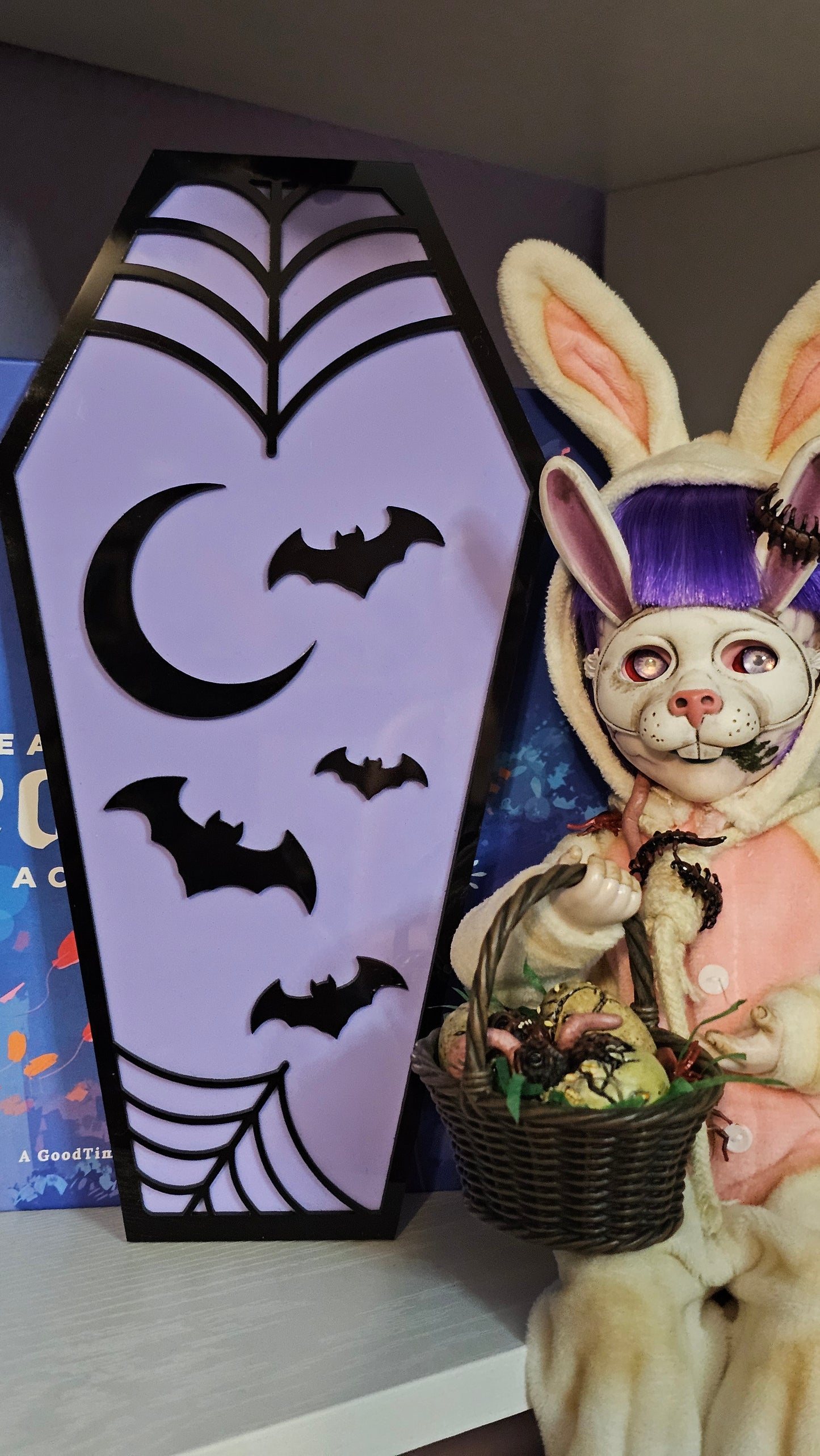 Batty - Book Shelf Coffin Sign - Read Description before buying!