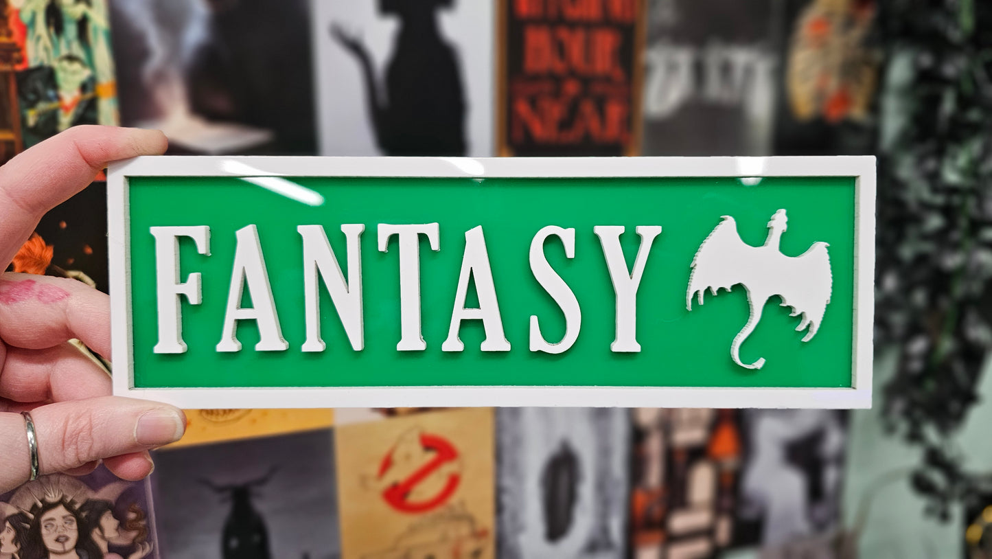 Fantasy - Book Shelf Sign - Read Description before buying!