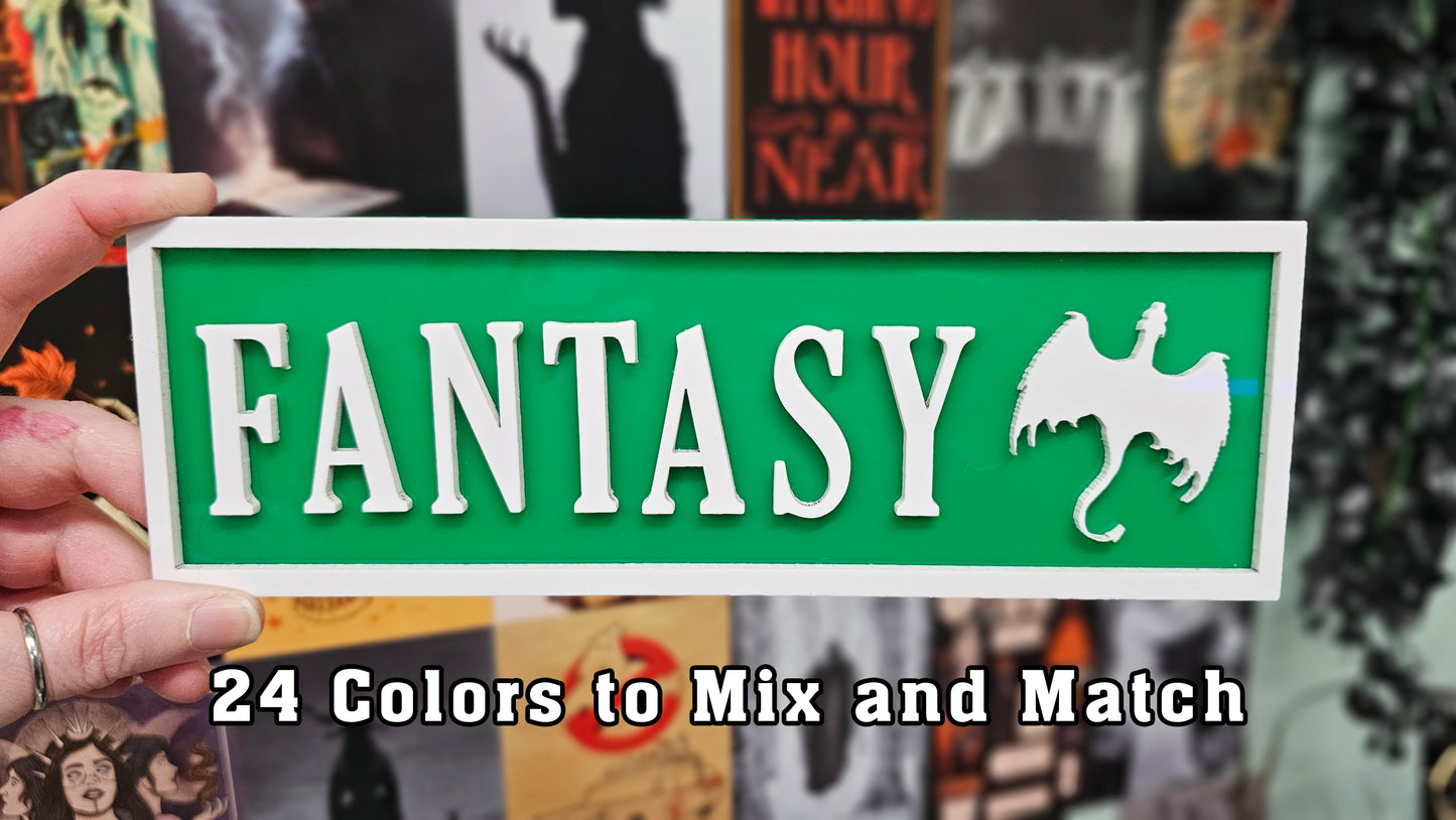 Fantasy - Book Shelf Sign - Read Description before buying!