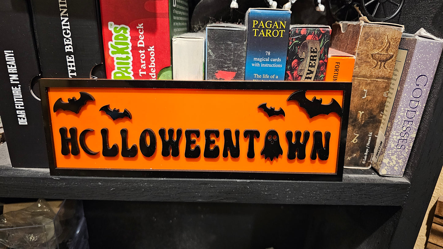 HalloweenTown - Book Shelf Sign - Read Description before buying!