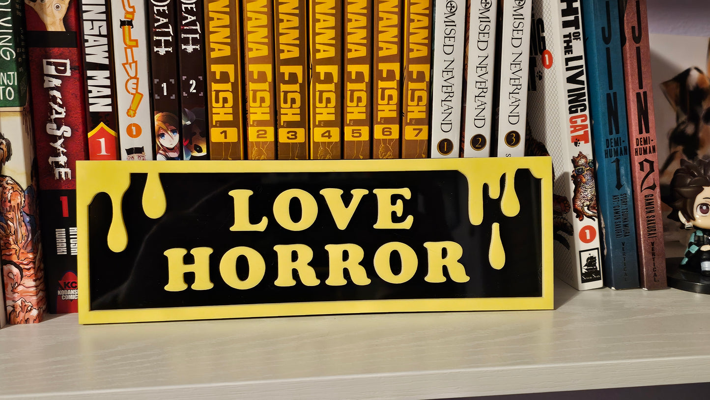 Love Horror - Book Shelf Sign - Read Description before buying!