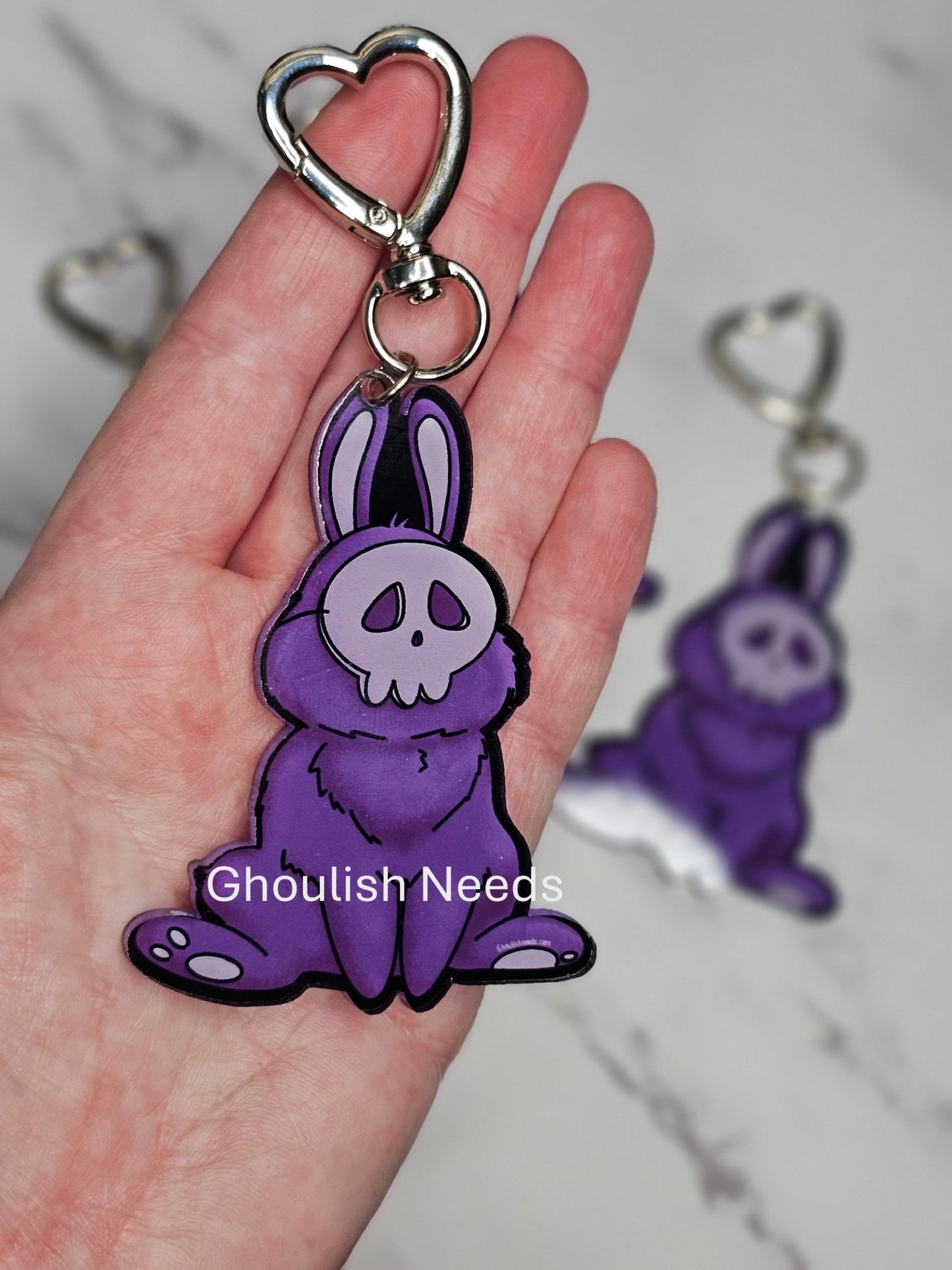 Masked Bunny Acrylic Keychain - 3 Inches Long