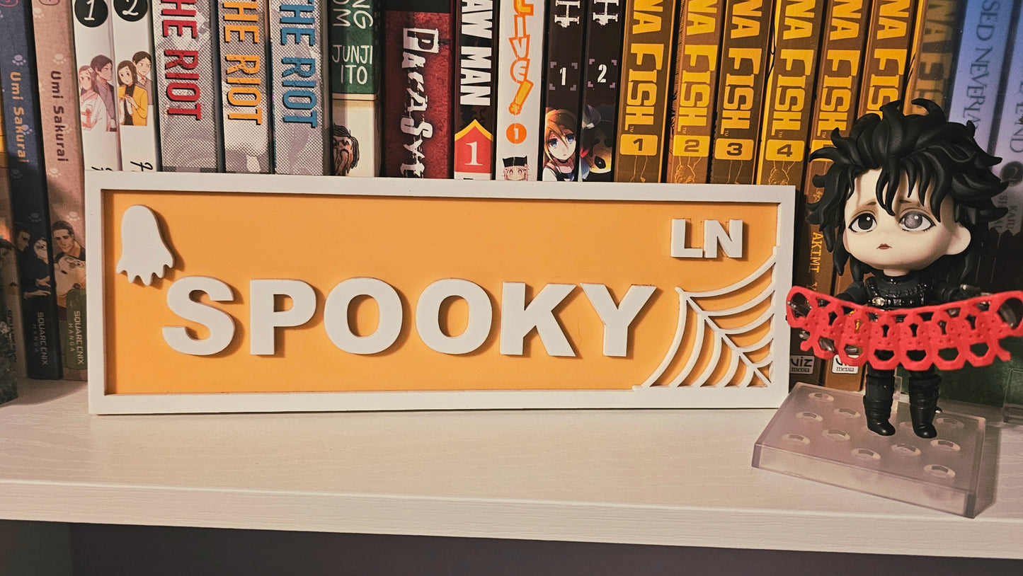 Spooky LN - Book Shelf Sign - Read Description before buying!