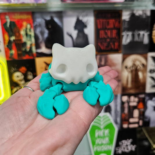Articulated Skull-Headed Crab – 3D Printed Turquoise Fidget Creature