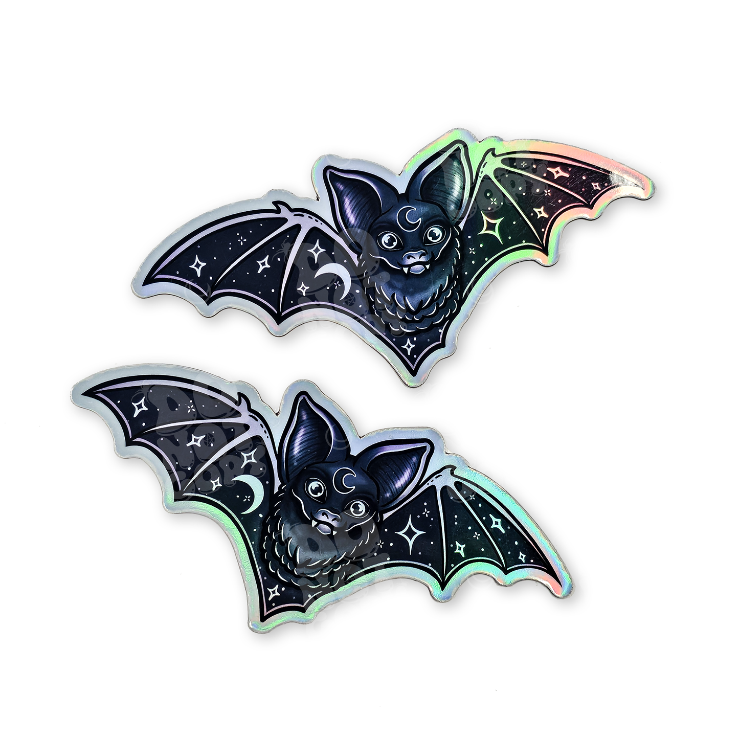 Holographic Celestial Bats Magnet – Handmade, Durable, and 3 Inches Wide