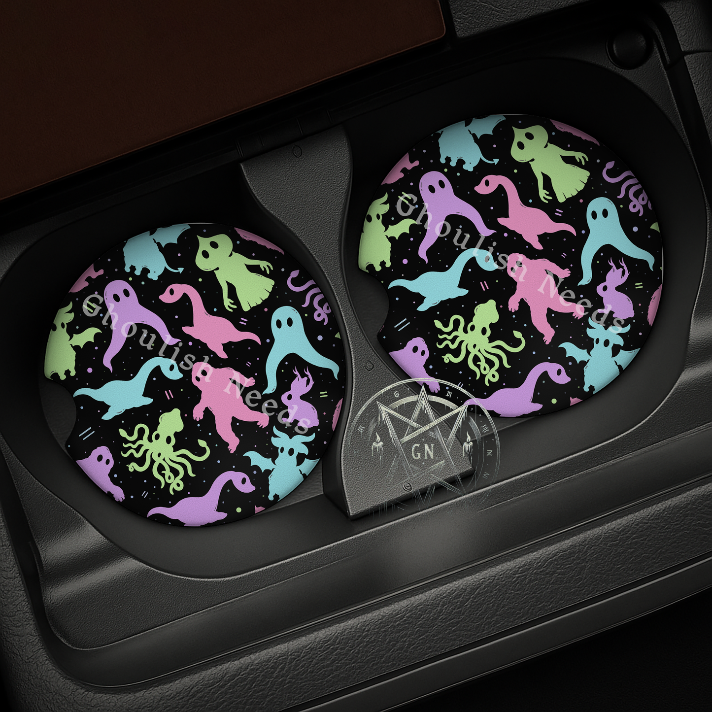Cryptids Rainbow Car Coasters – Set of 2