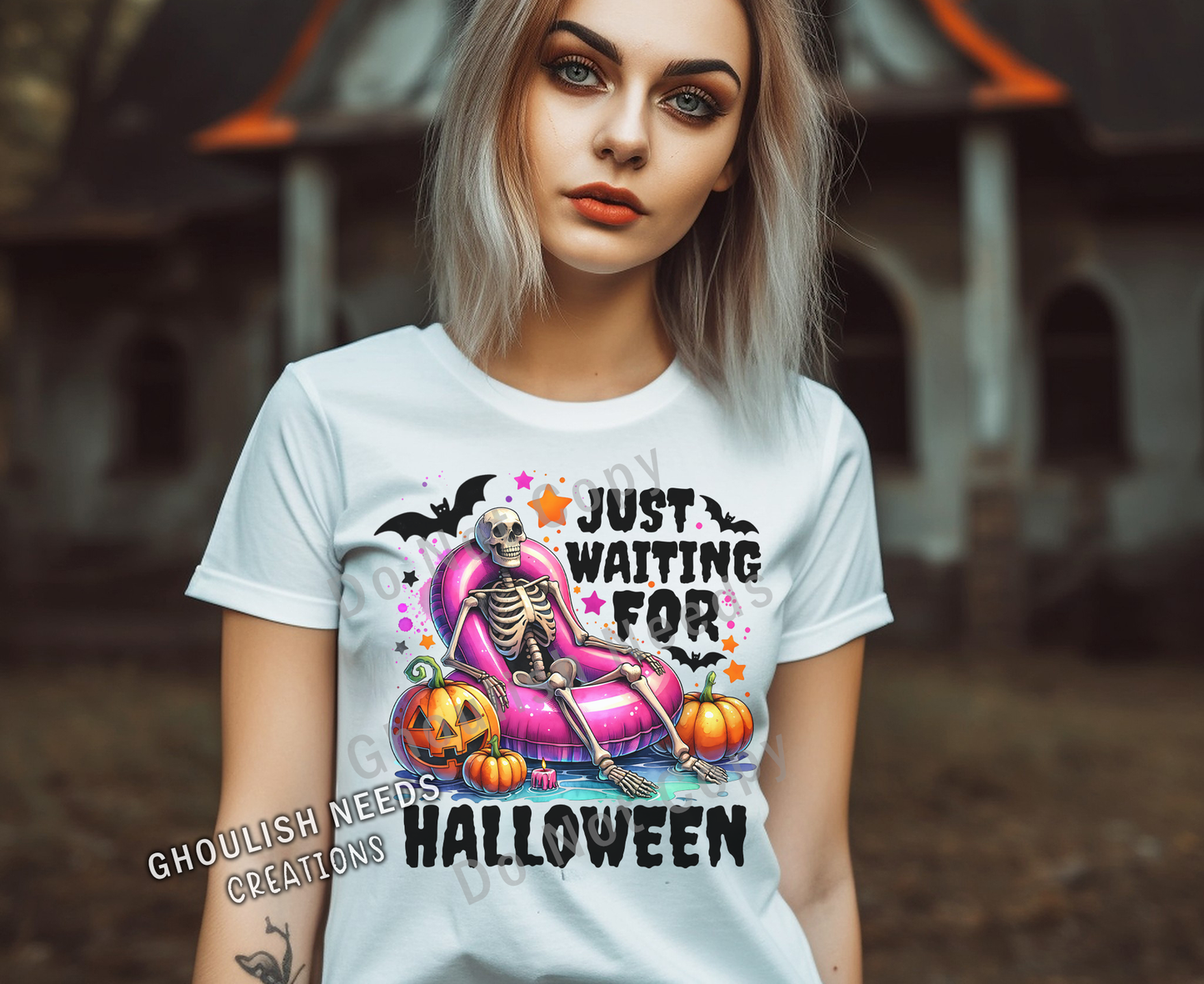 Waiting for Halloween, White Unisex T-shirt