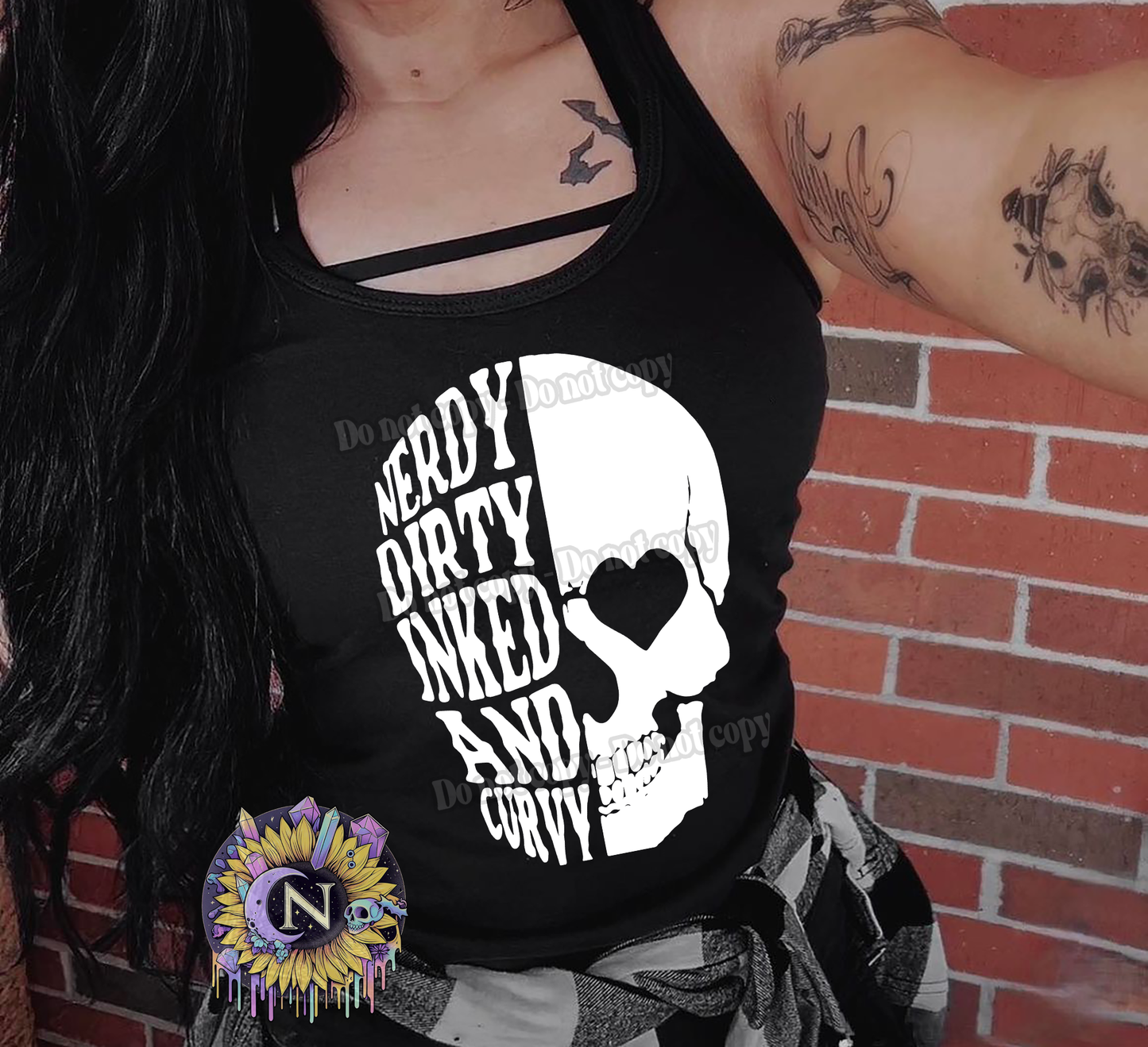 Nerdy Dirty Thick And Curvy, Black tank top!