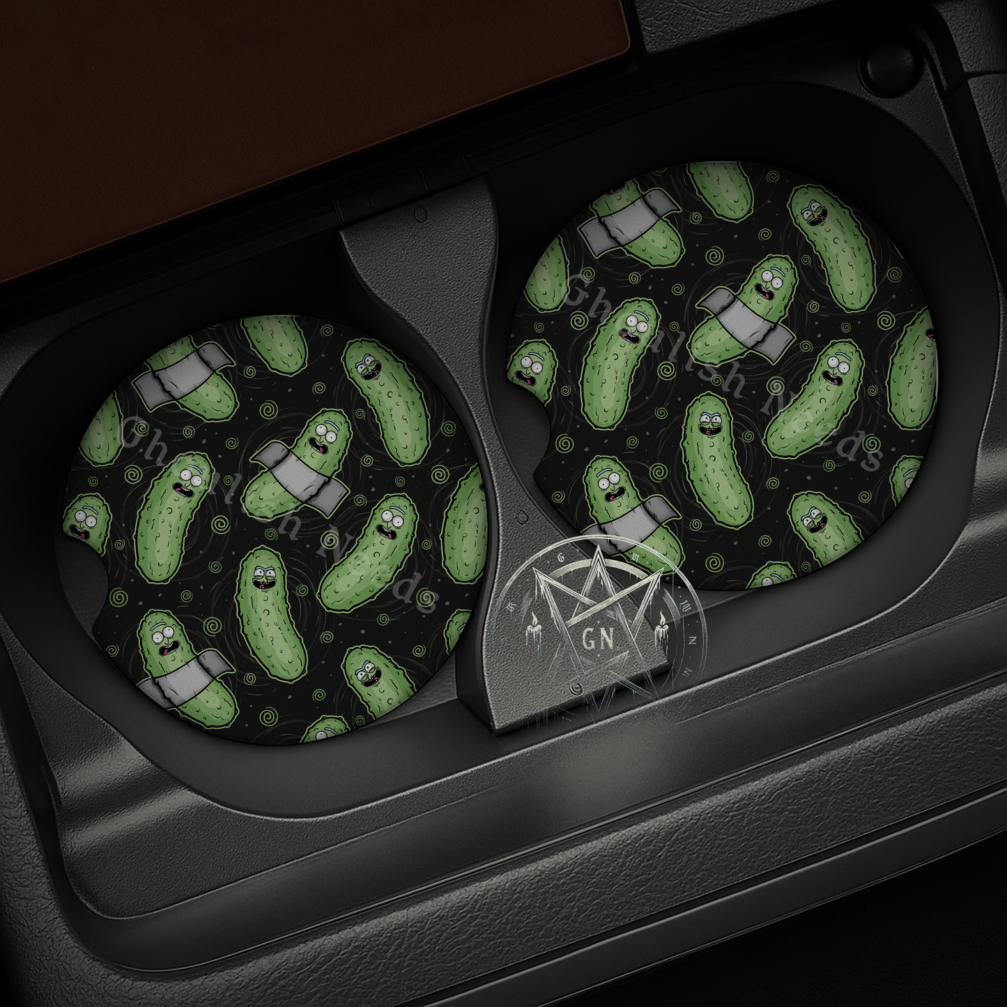 Pickled Car Coasters – Funny Rick-Inspired Set (2-Pack)