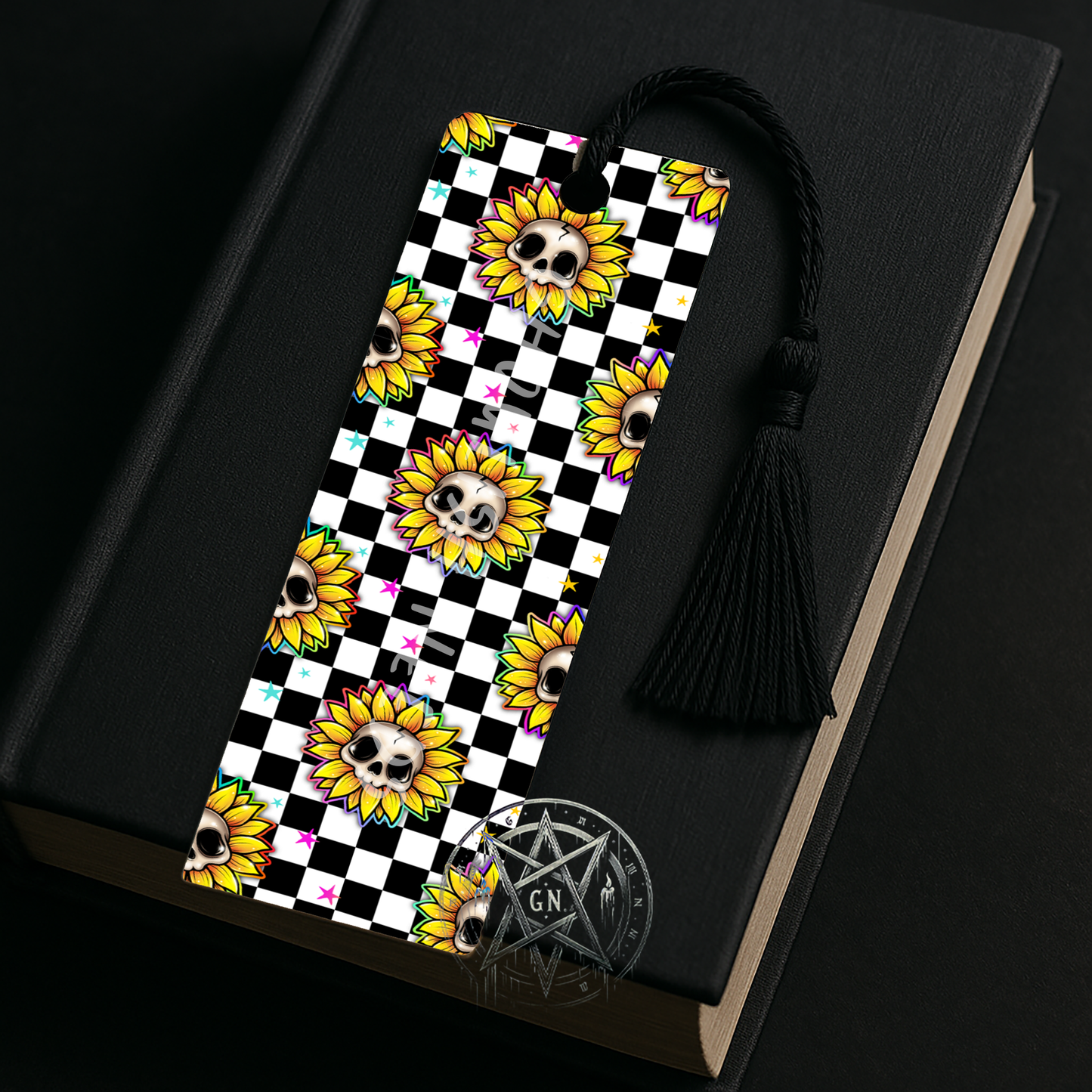 Skull Sunflower Bookmark with Tassel