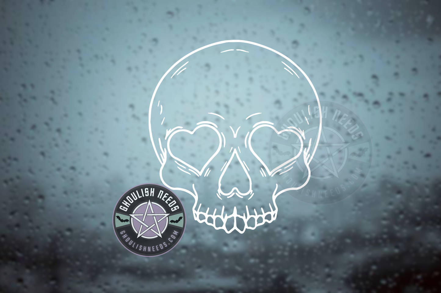 Heart Eyed Skull Decal