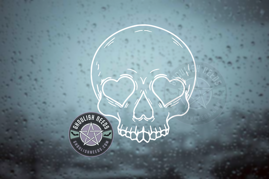 Heart Eyed Skull Decal