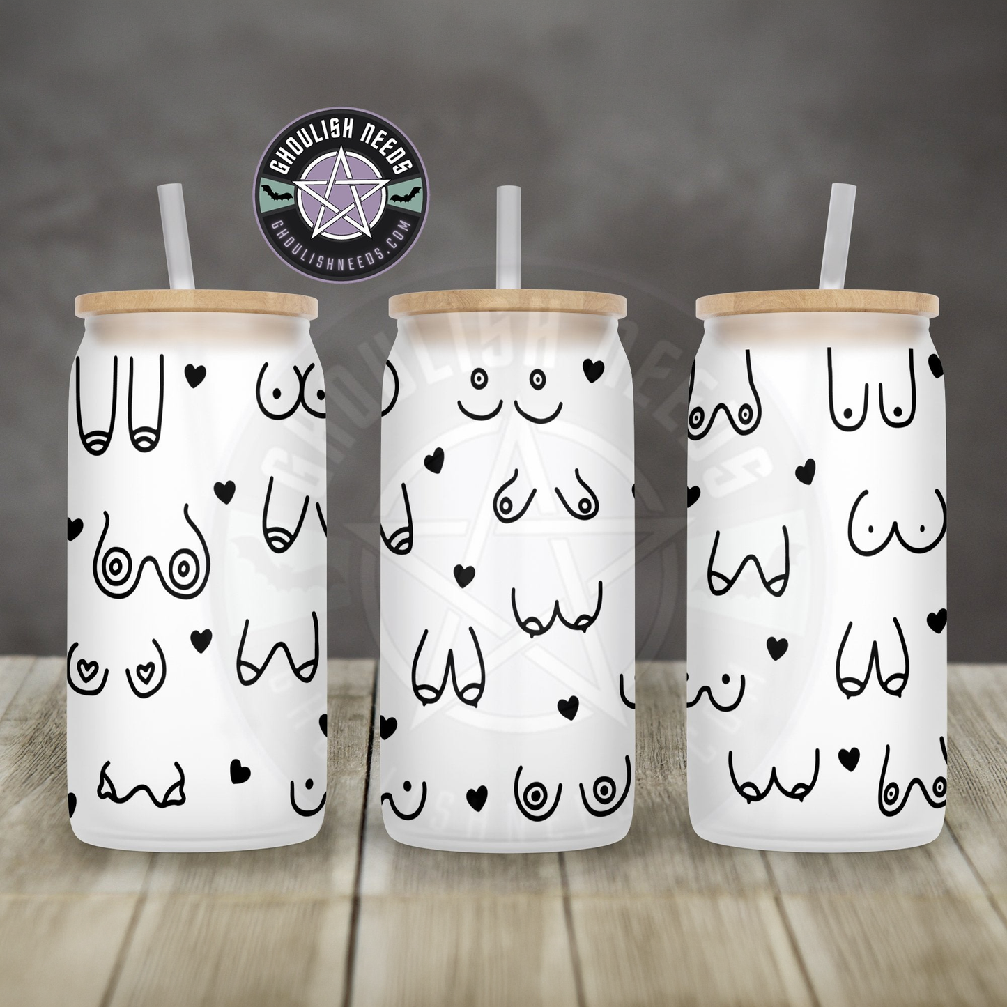 Boobies 16oz Frosted Libbey Glass