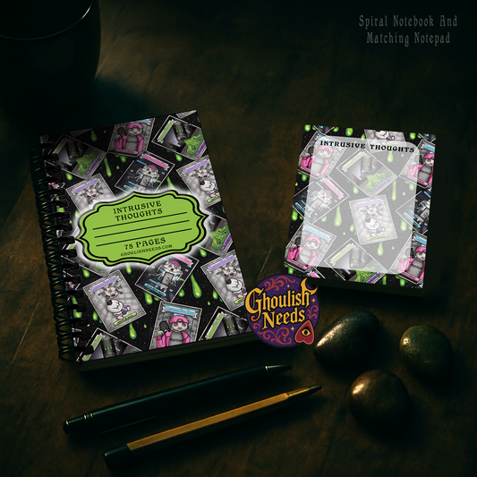 Intrusive Thoughts Spiral Notebook & Notepad – Handmade GPK-Inspired Set
