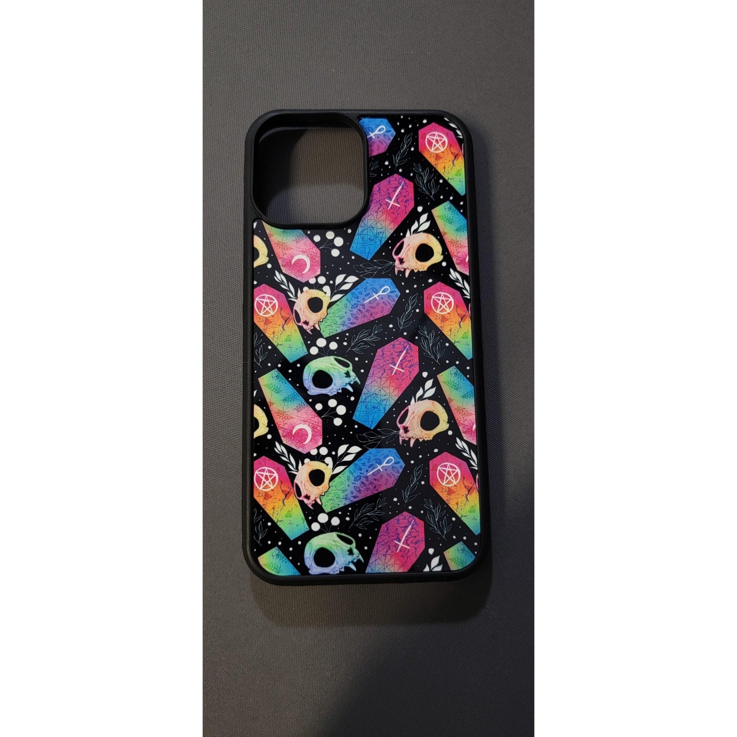 Cat skull n coffin rainbow Phone case - ZOMBICIDES