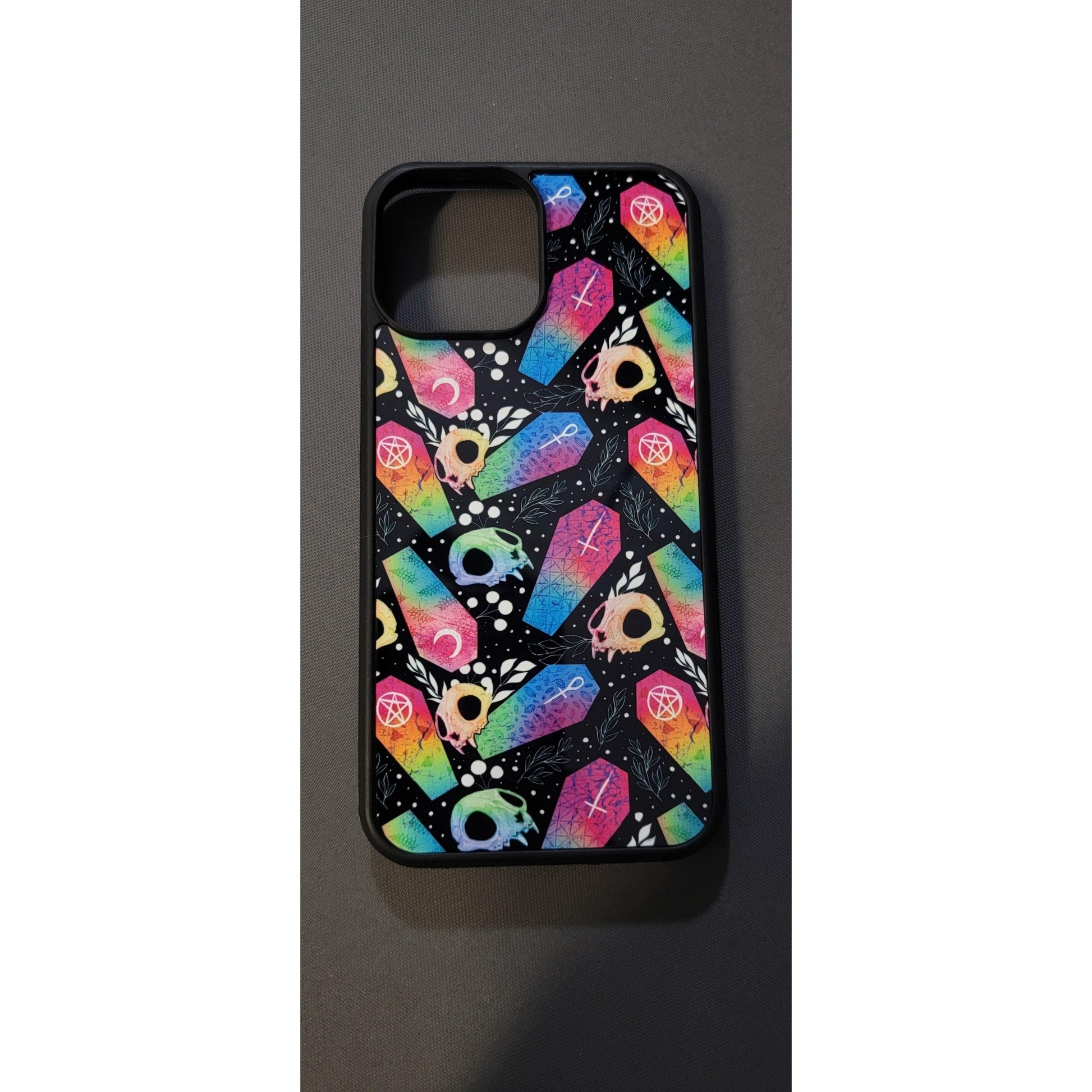 Cat skull n coffin rainbow Phone case - ZOMBICIDES