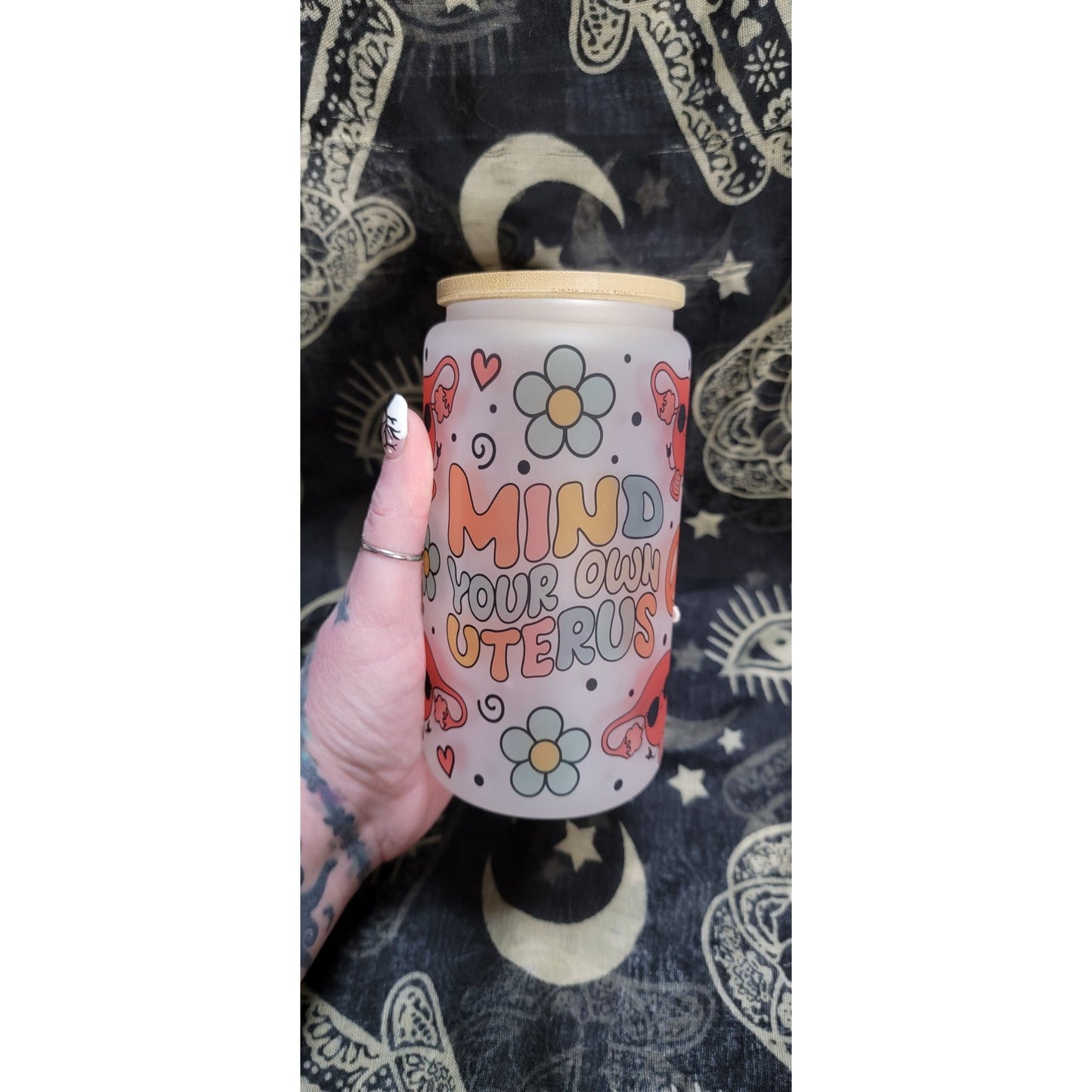 Mind Your Own Uterus 16oz Libbey Frosted Glass