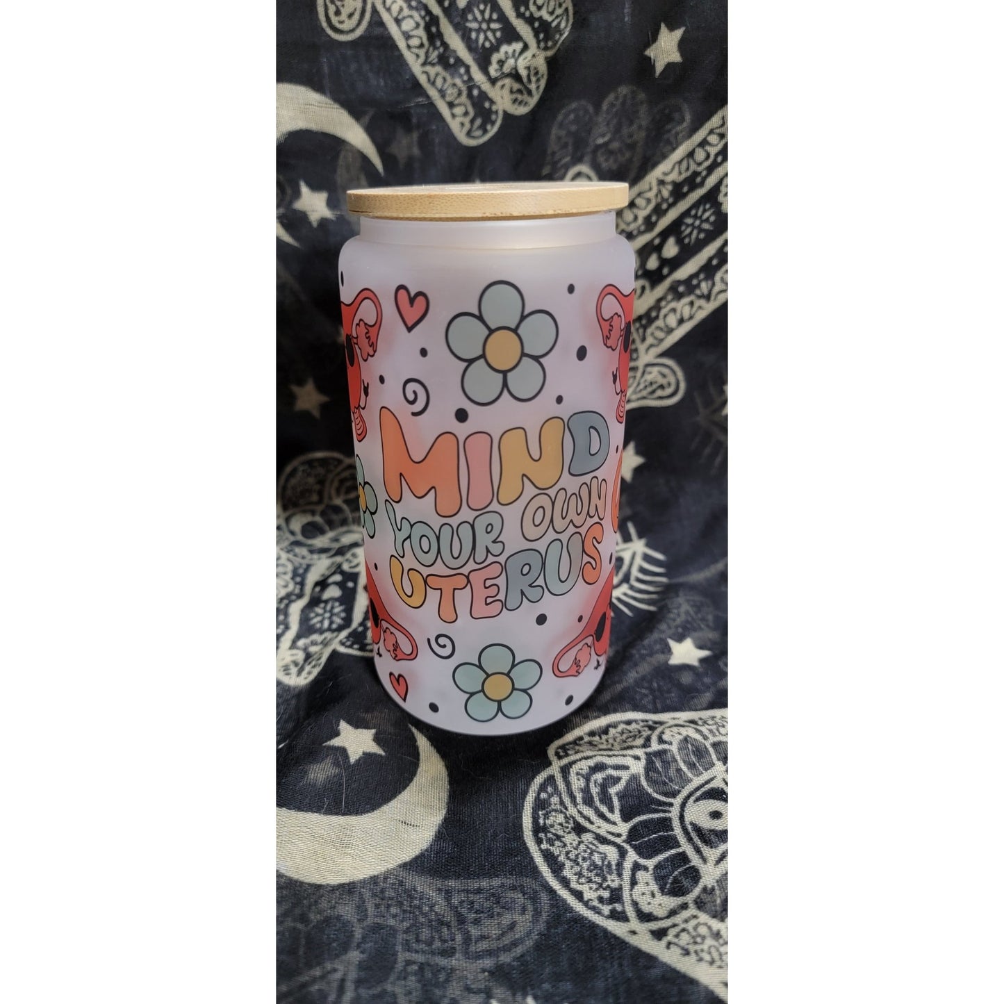 Mind Your Own Uterus 16oz Libbey Frosted Glass