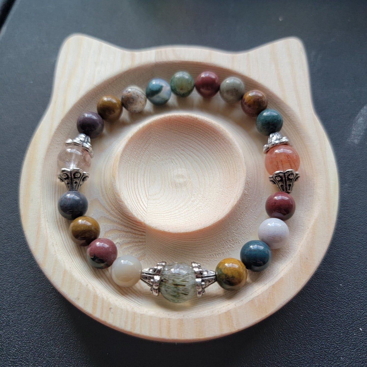Rutile Quartz and Ocean Jasper Bracelet - Roughly 17cm