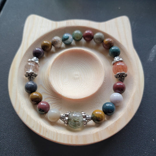 Rutile Quartz and Ocean Jasper Bracelet - Roughly 17cm