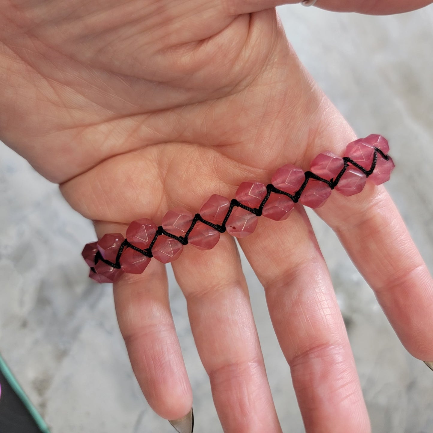 Faceted Strawberry Quartz Bracelet