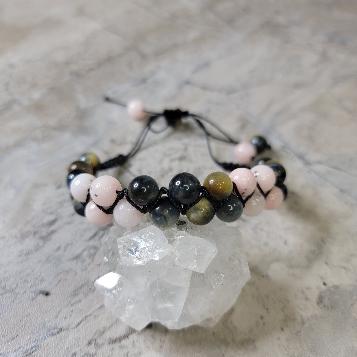 Dream tigers eye and Dyed Pink Opal Bracelet