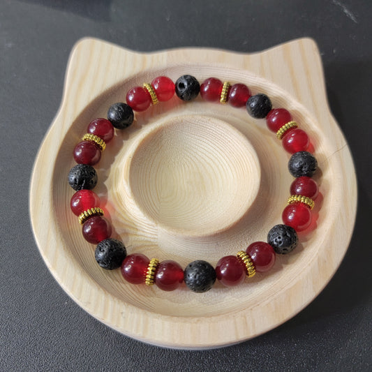 Vampire blood jade and Lava Stone Bracelet - Roughly 17cm