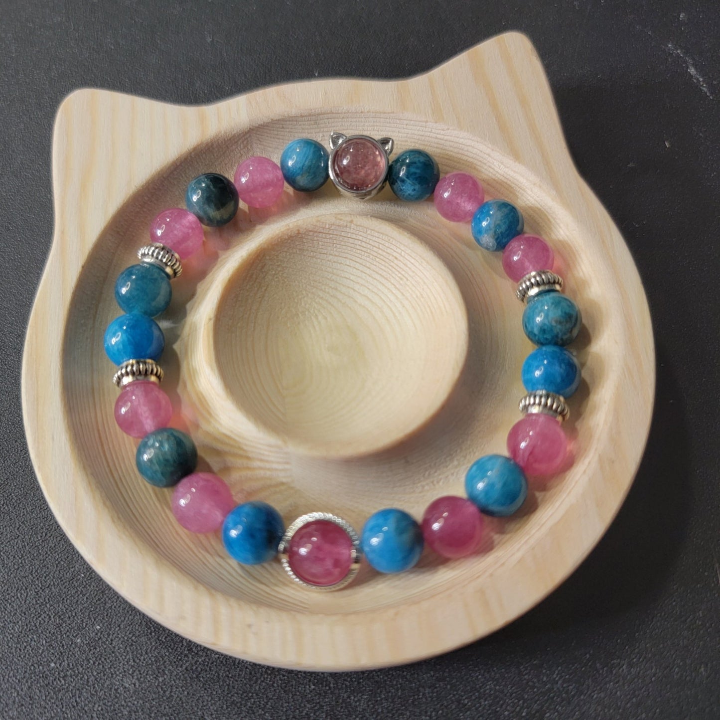 Kitty Blue apatite and Raspberry Chalcedony Bracelet - Roughly 17cm