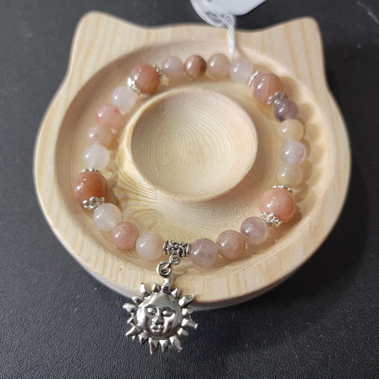 Sunstone and Violet Jade Bracelet - Roughly 17cm