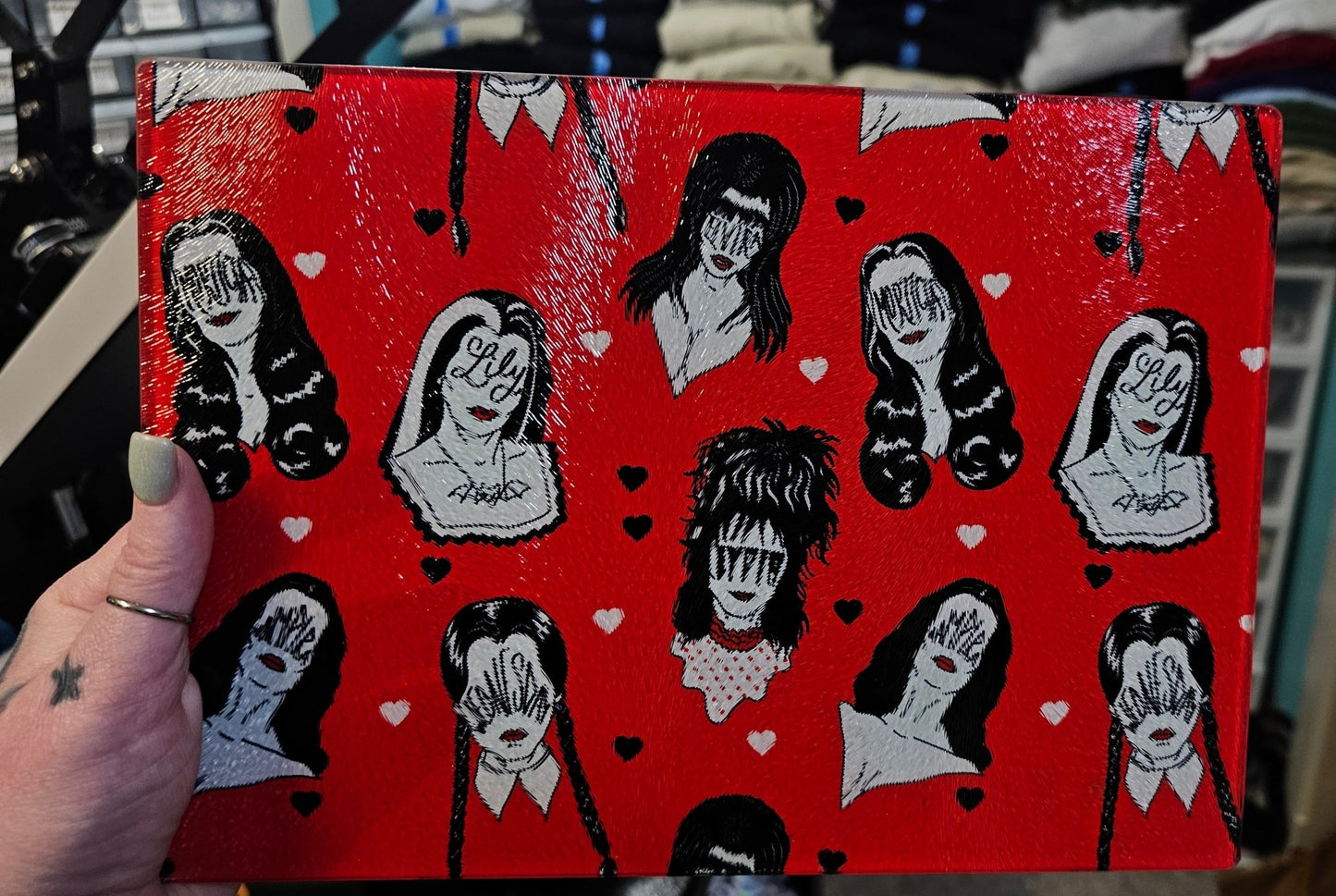 Horror Queen glass cutting board