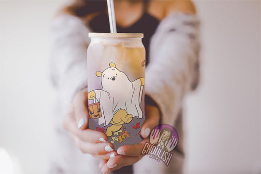 Halloween Pooh 16oz Frosted Libbey Glass