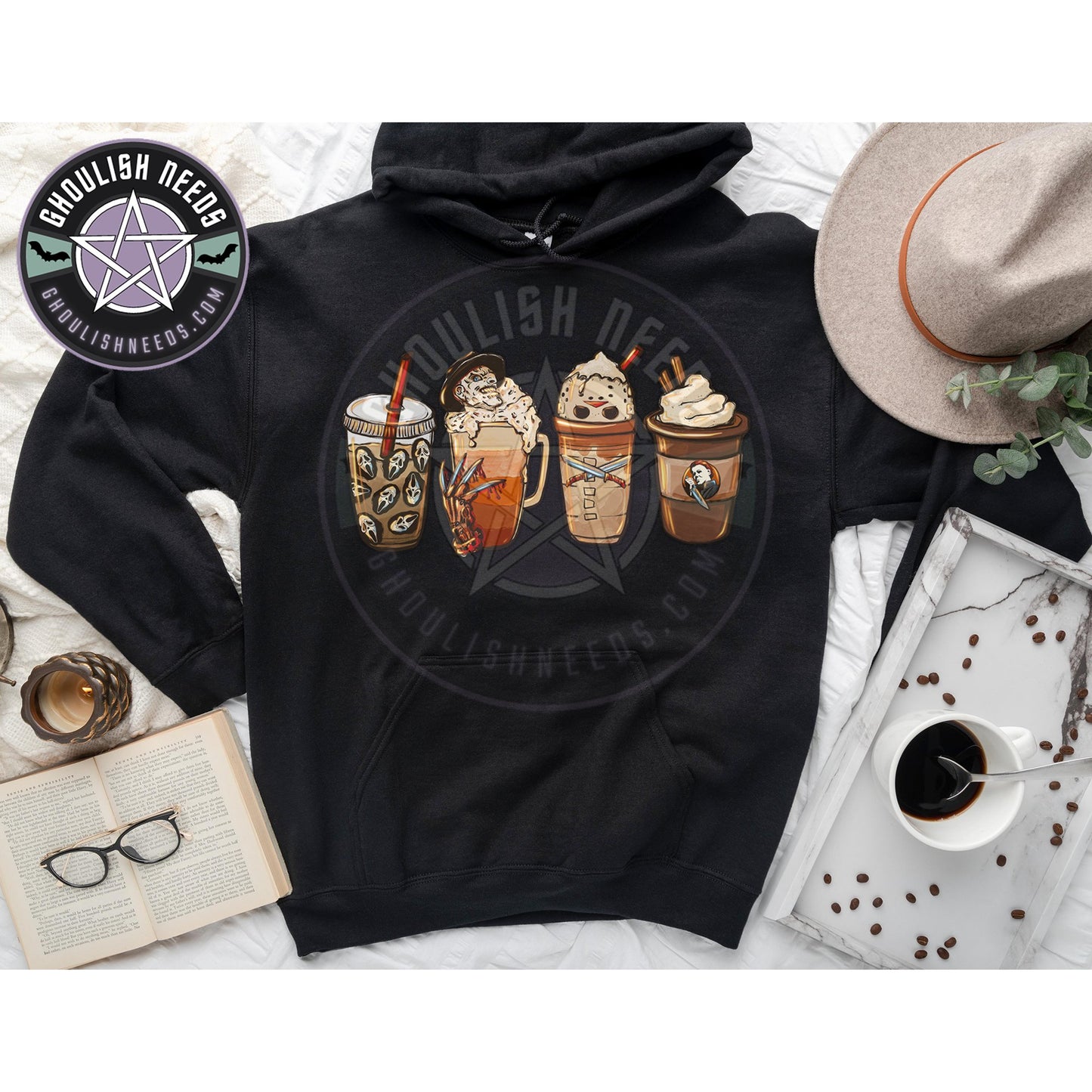 Horror Fall Drinks Pullover Hoodie