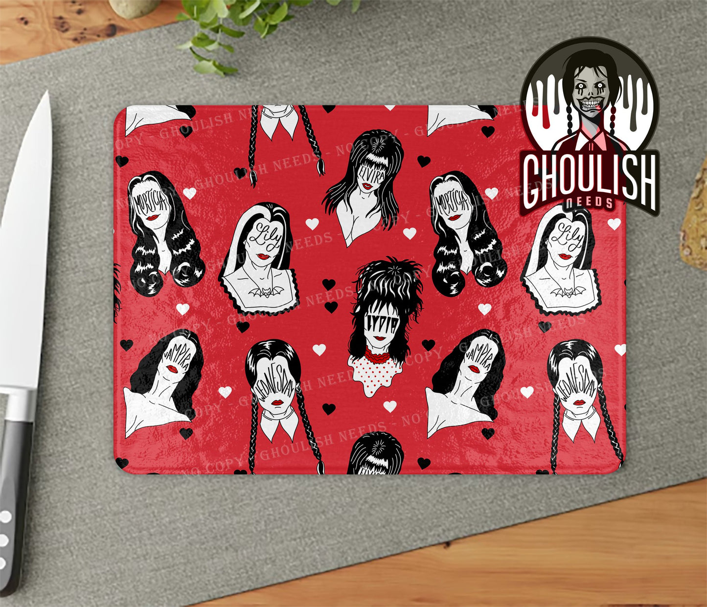 Horror Queen glass cutting board
