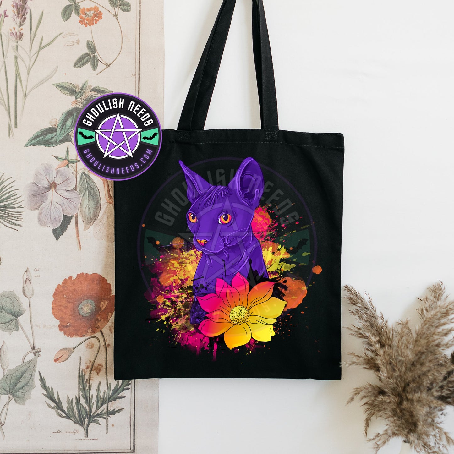 Purple Cat Tote Bag