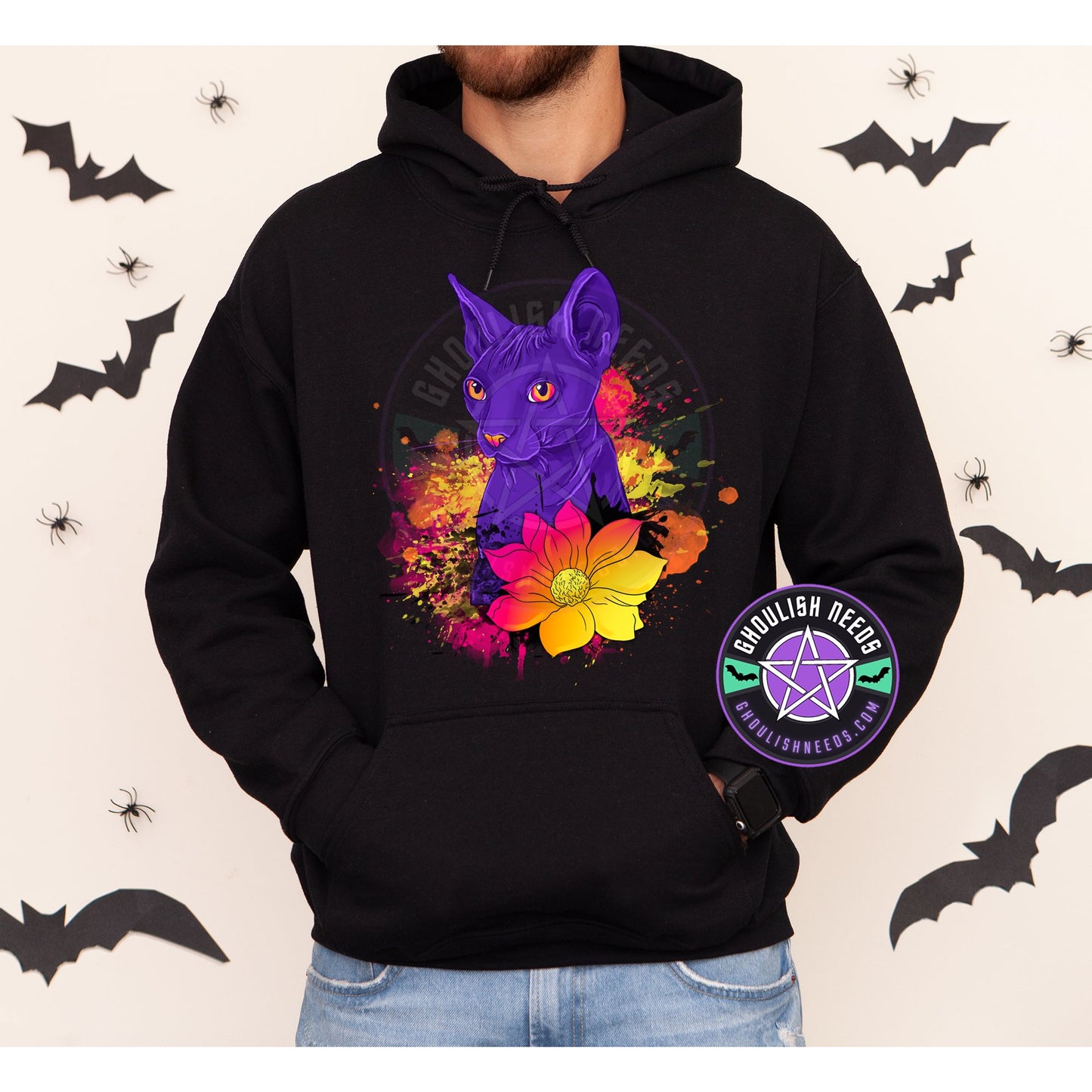 Purple Cat Pullover Hoodie