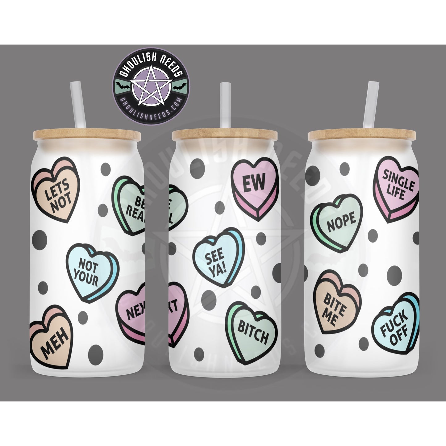 Anti Valentines 16oz Frosted Libbey Glass