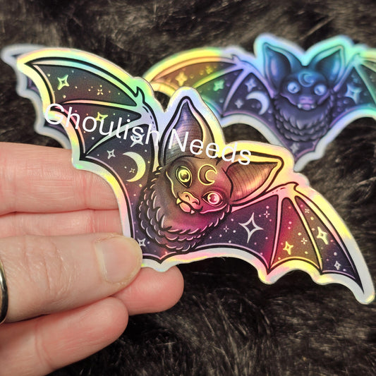 Holographic Rainbow celestial bat magnet.