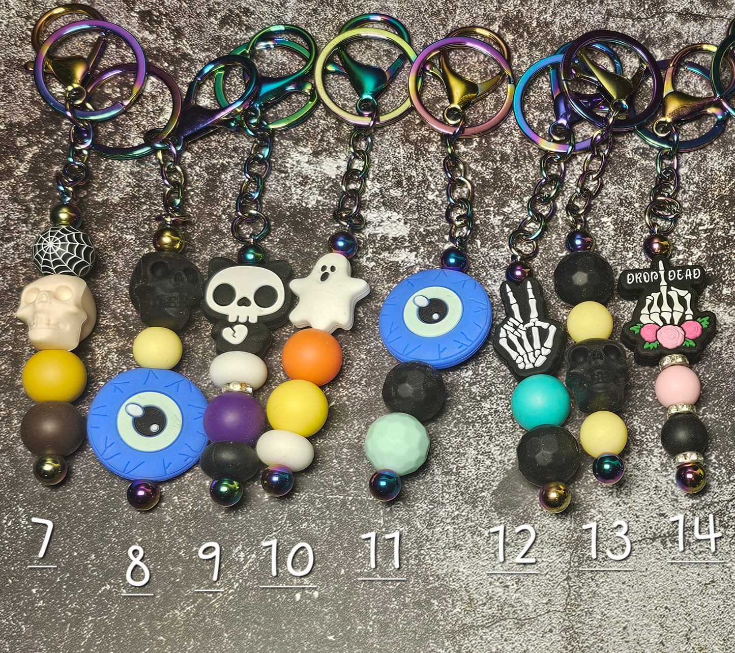 Beaded Silicone Oil Spill Keychains