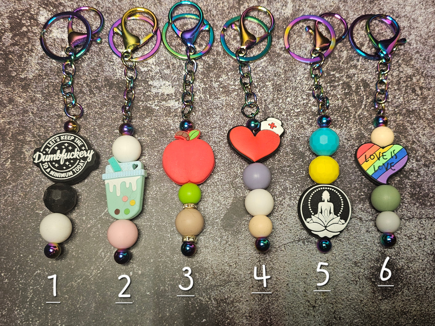 Beaded Silicone Oil Spill Keychains