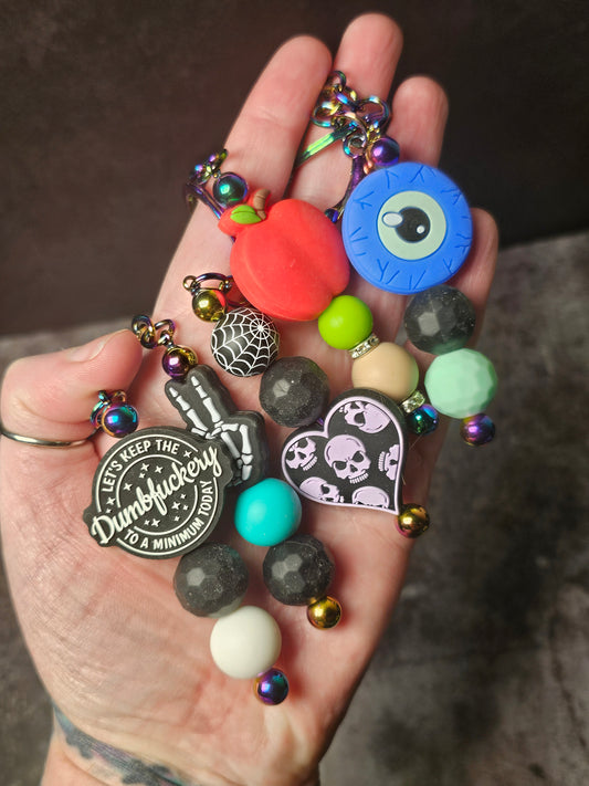 Beaded Silicone Oil Spill Keychains