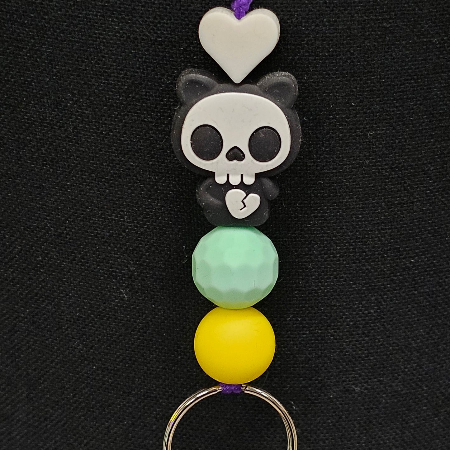 Skelly Bear Beaded Lanyard - 19 inches long