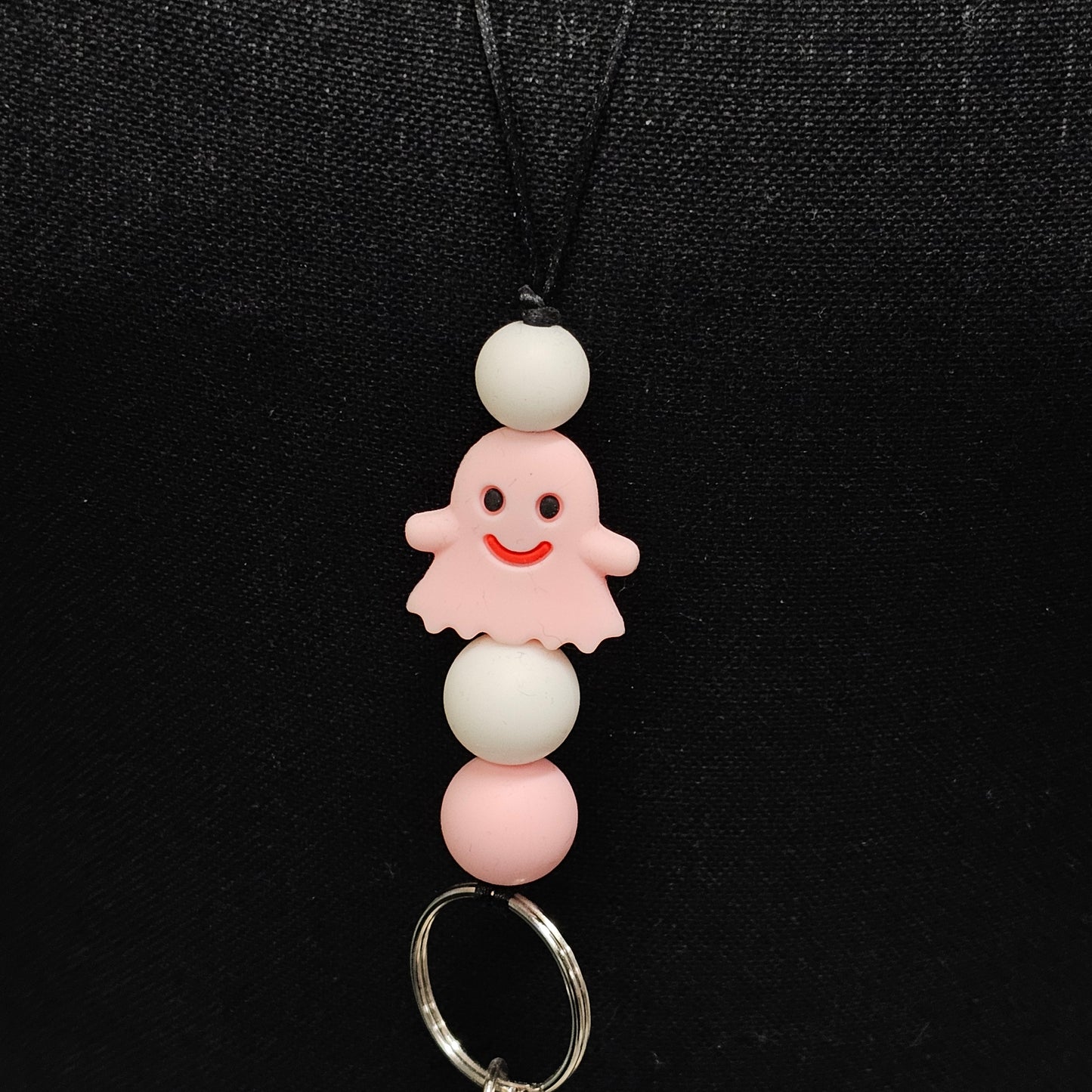 Pink ghost Beaded Lanyard - 19 inches long