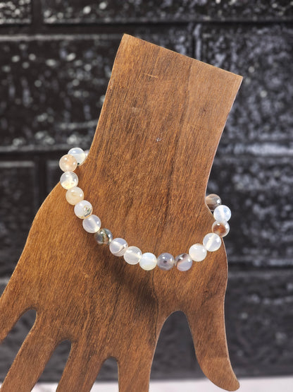 Dark flower agate Bracelet - Roughly 17cm