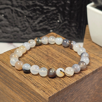 Dark flower agate Bracelet - Roughly 17cm