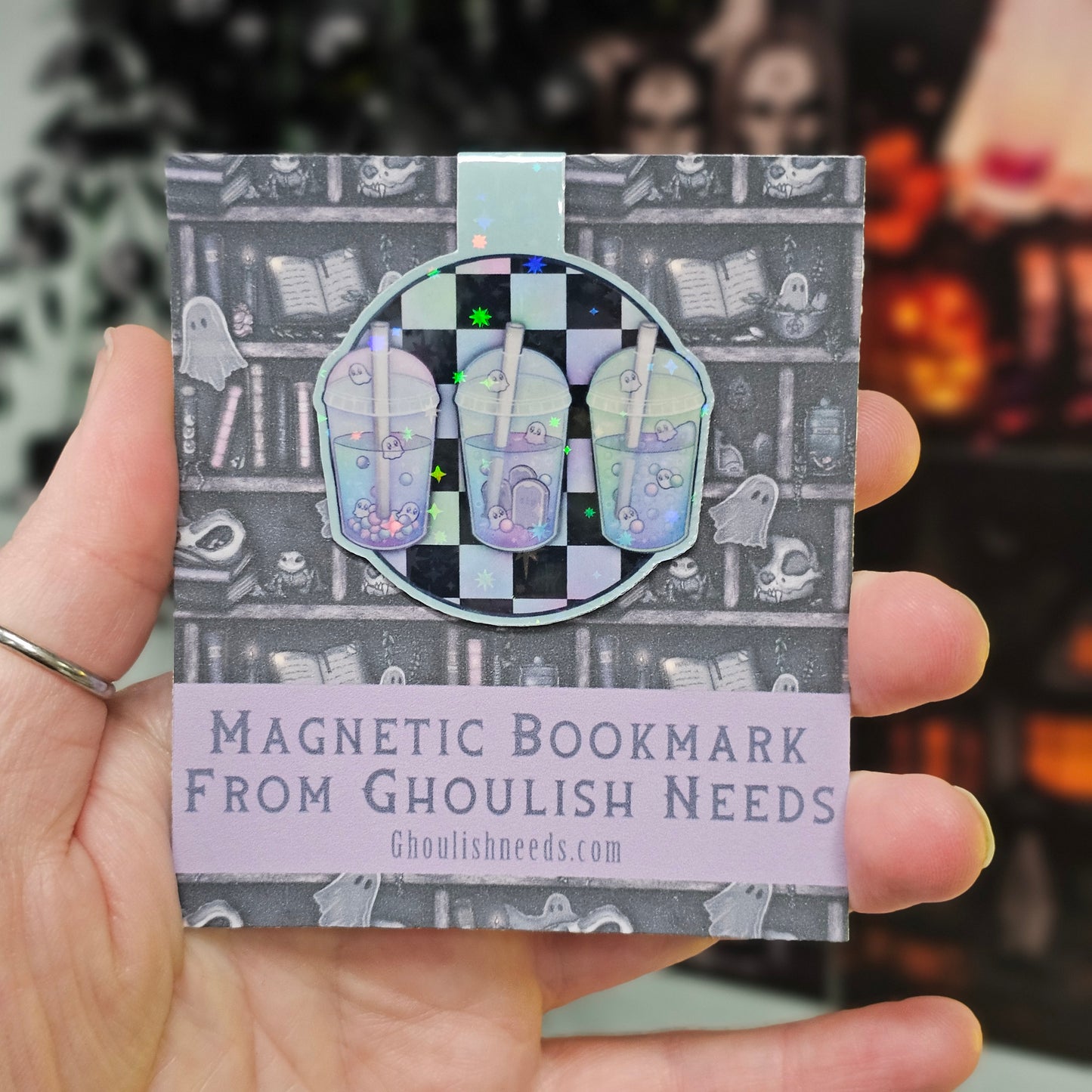 Spooky Drinks Holographic Magnetic Bookmark - 1.75 inches Wide