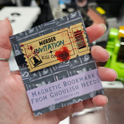 Murder Ticket Magnetic Bookmark - 1.75 inches Wide