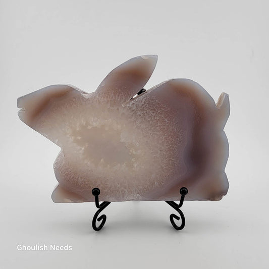 Beautiful Bunny Agate Carving with stand