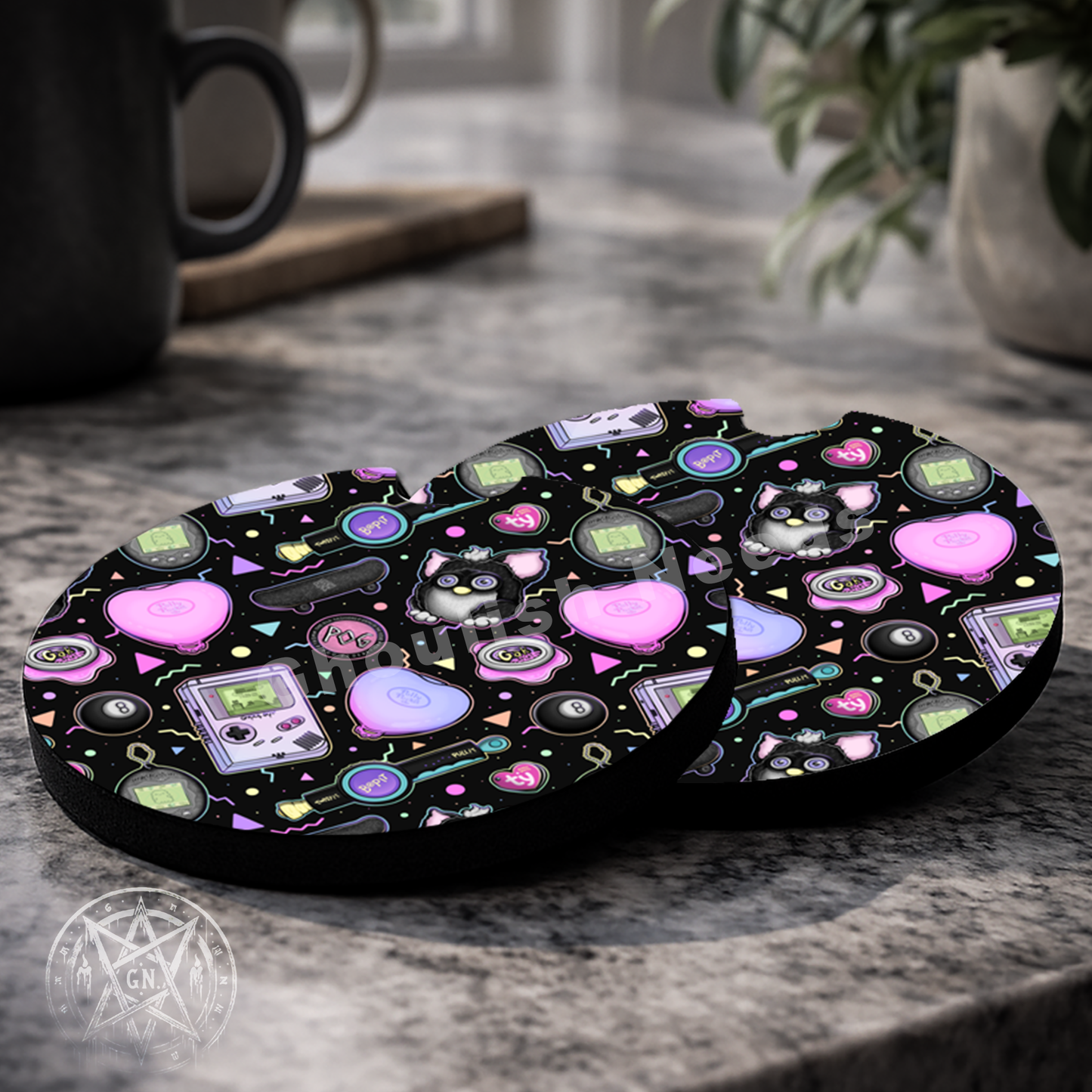 90s Neon Car Coasters